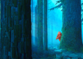 Mr. Link standing alone in a misty forest
